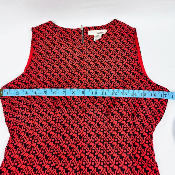 Sans Souci Red Black Geometric Sleeveless Fit & Flare Dress Size M - Picture 8 of 11